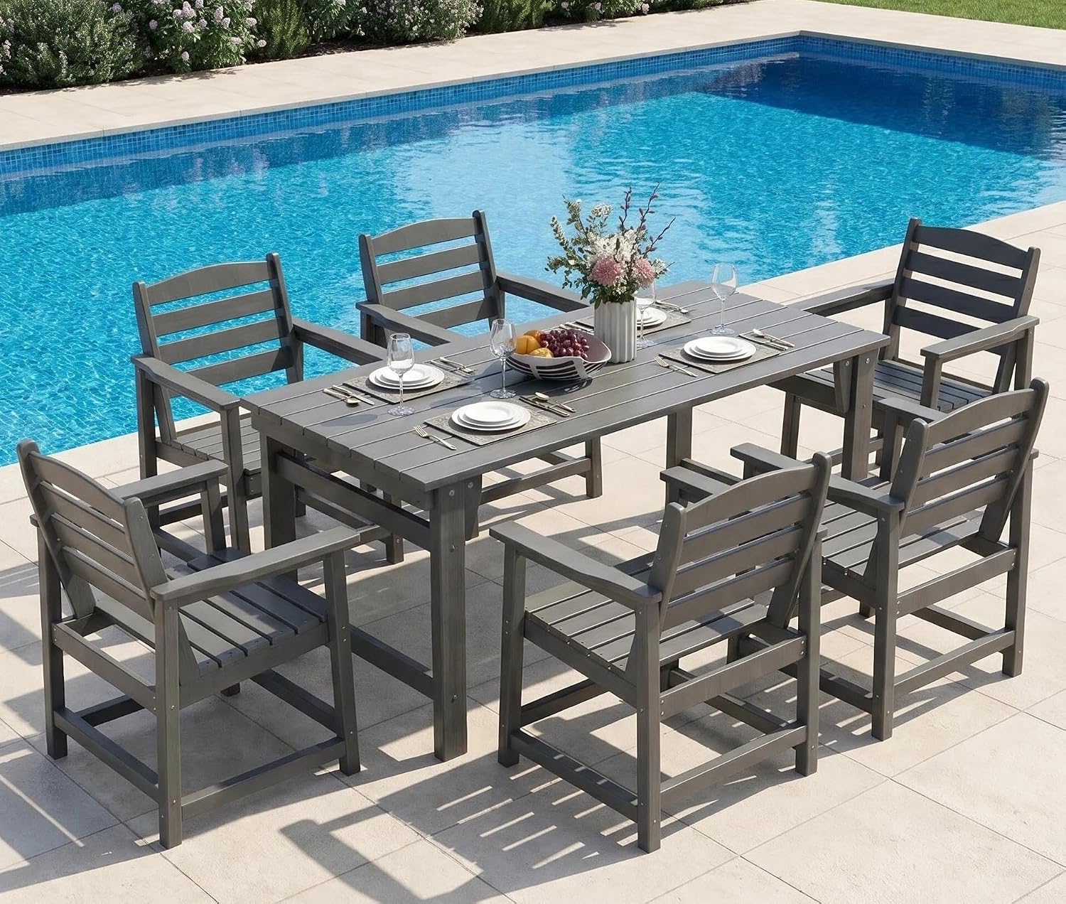 Outdoor Furniture Hdpe - 7-Piece Outdoor Dining Set, 67