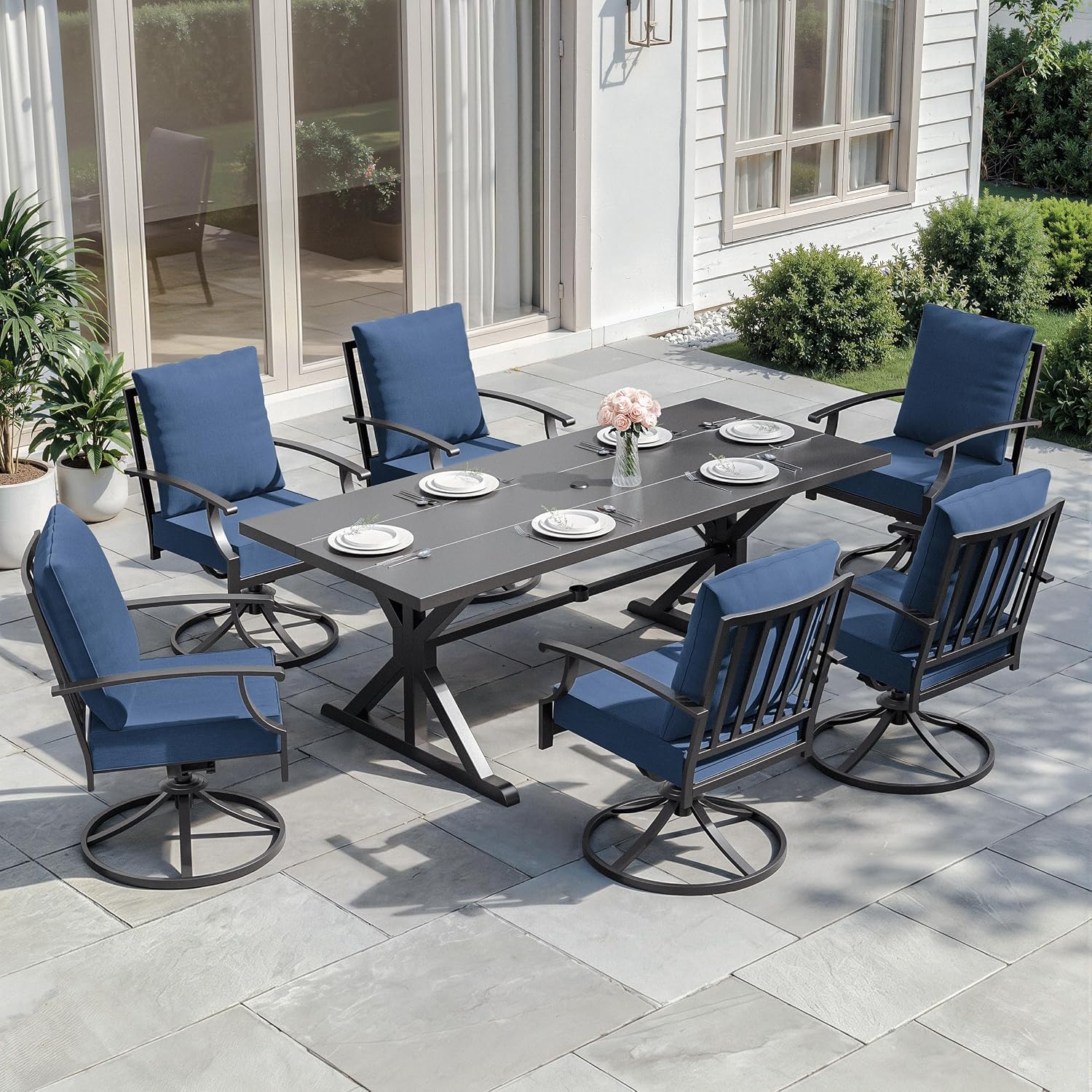 Metal Patio Dining Set 7pc 6 S - Outdoor Furniture Plus recension och pris