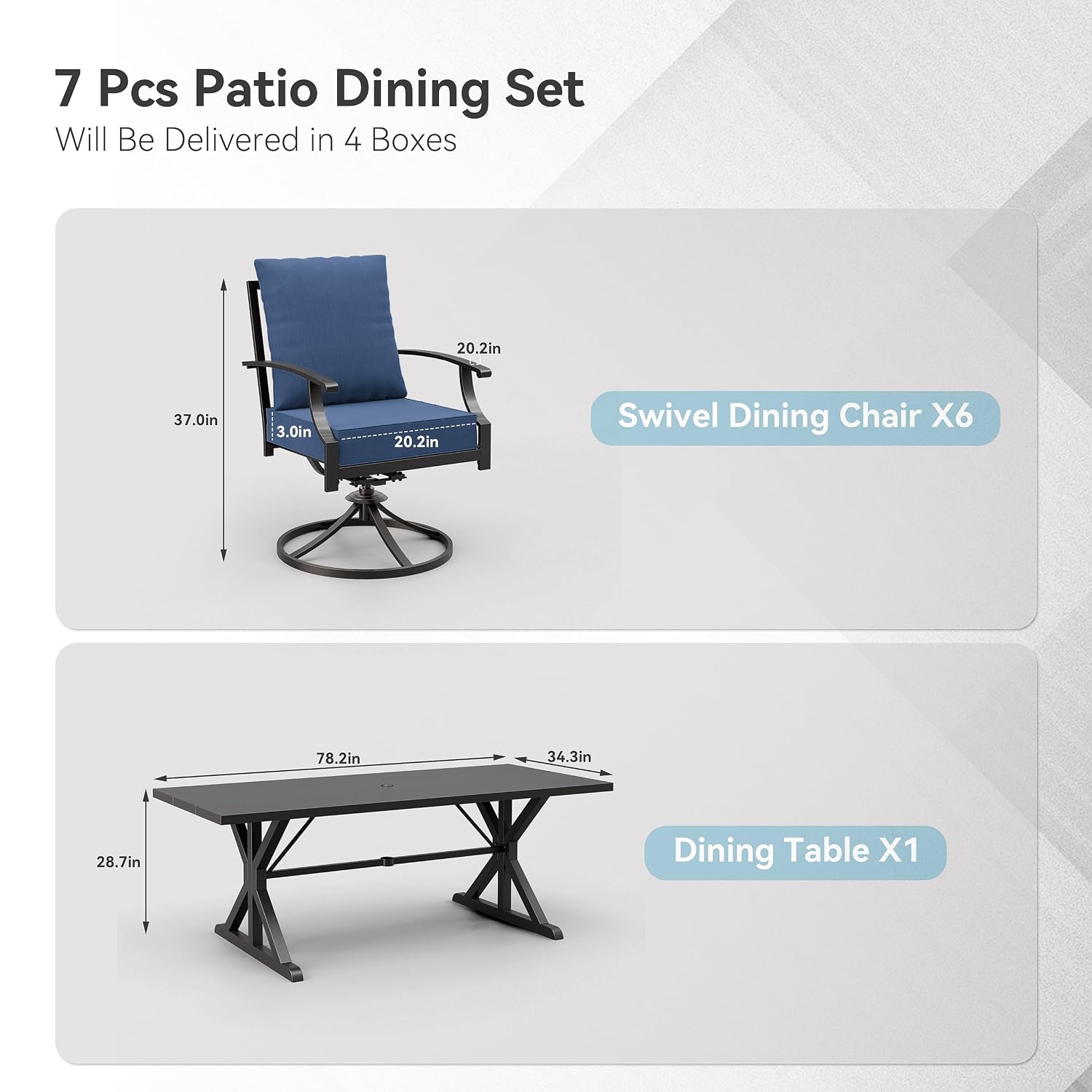 Metal Patio Dining Set 7pc 6 S - Outdoor Furniture Plus recension och pris