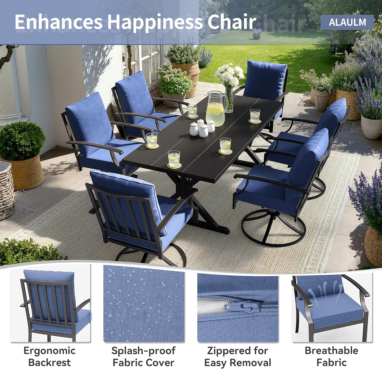 Metal Patio Dining Set 7pc 6 S - Outdoor Furniture Plus recension och pris