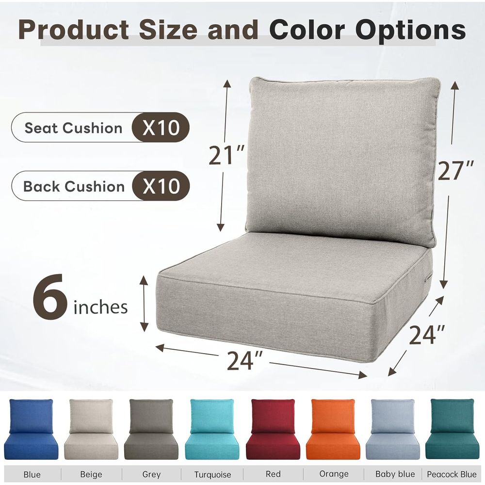 6 Thick Outdoor Cushion Set -  - Outdoor Furniture Cushions 24 X 24 recension och pris