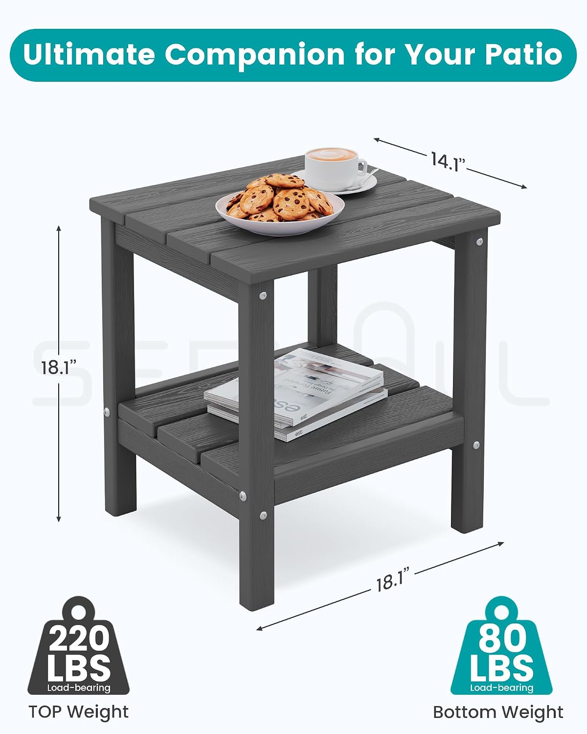 2-Tier HDPE Outdoor Side Table - Outdoor Furniture Hdpe recension och pris