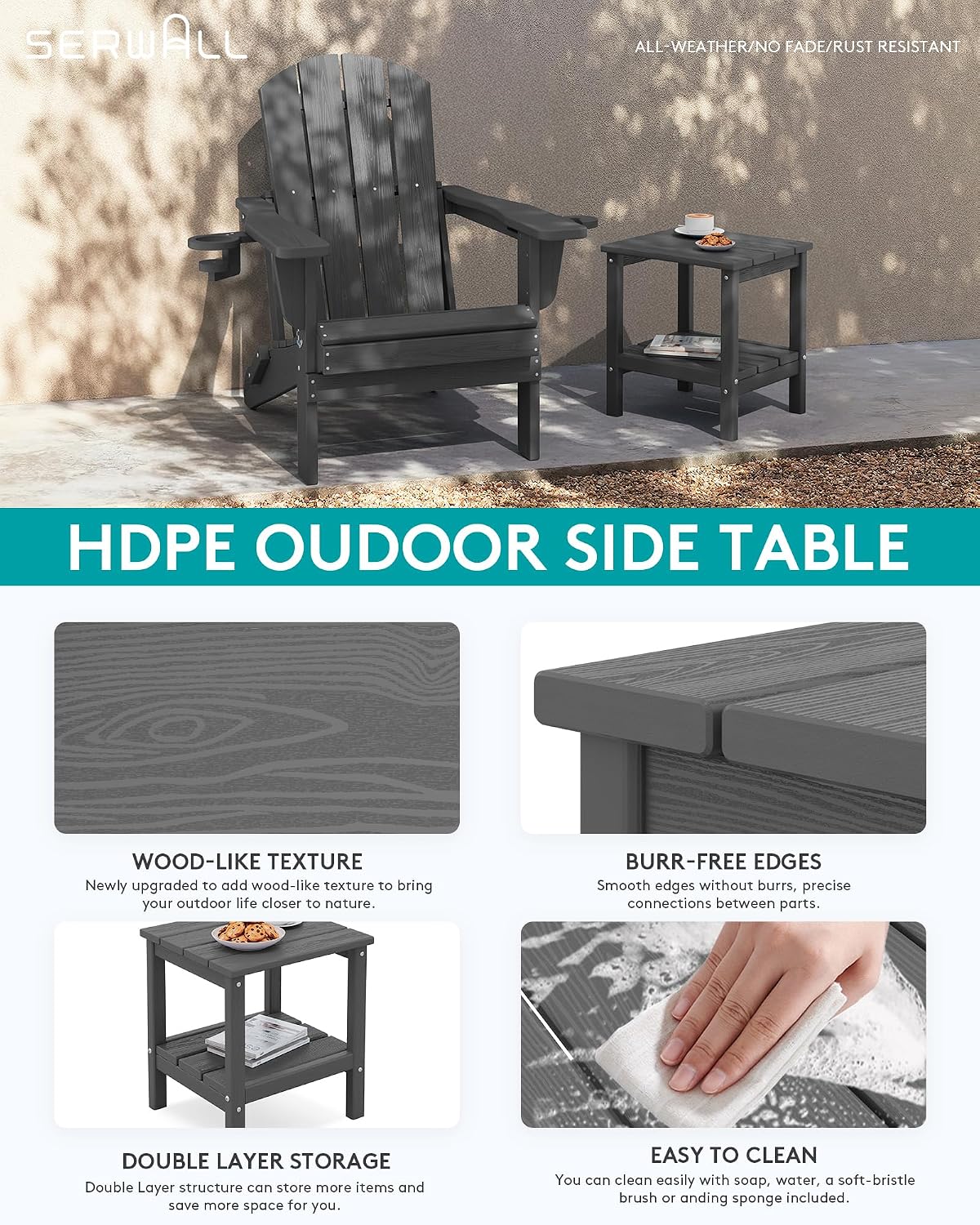 2-Tier HDPE Outdoor Side Table - Outdoor Furniture Hdpe recension och pris