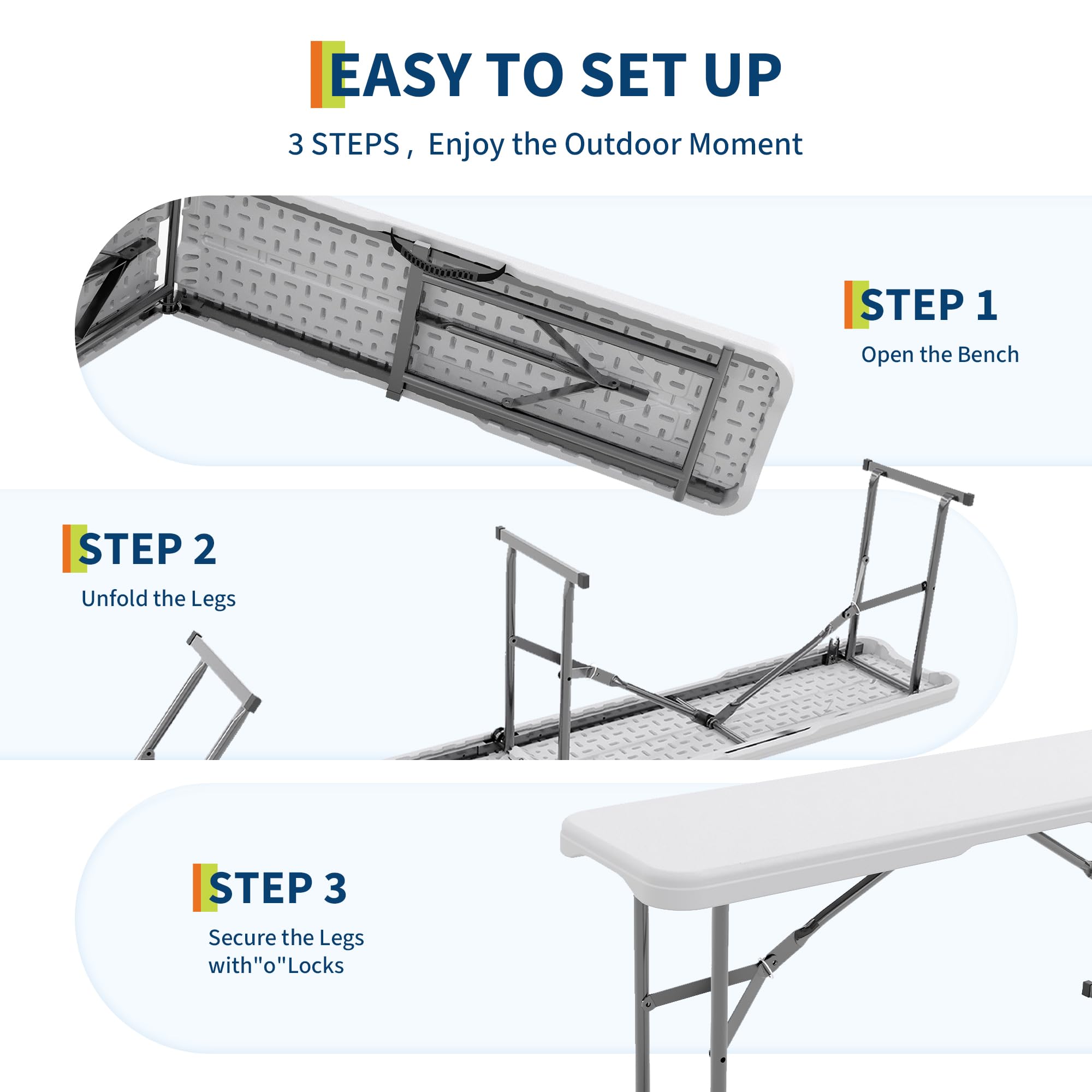 2-Pack 6ft Folding Outdoor Ben - Outdoor Furniture Hdpe recension och pris