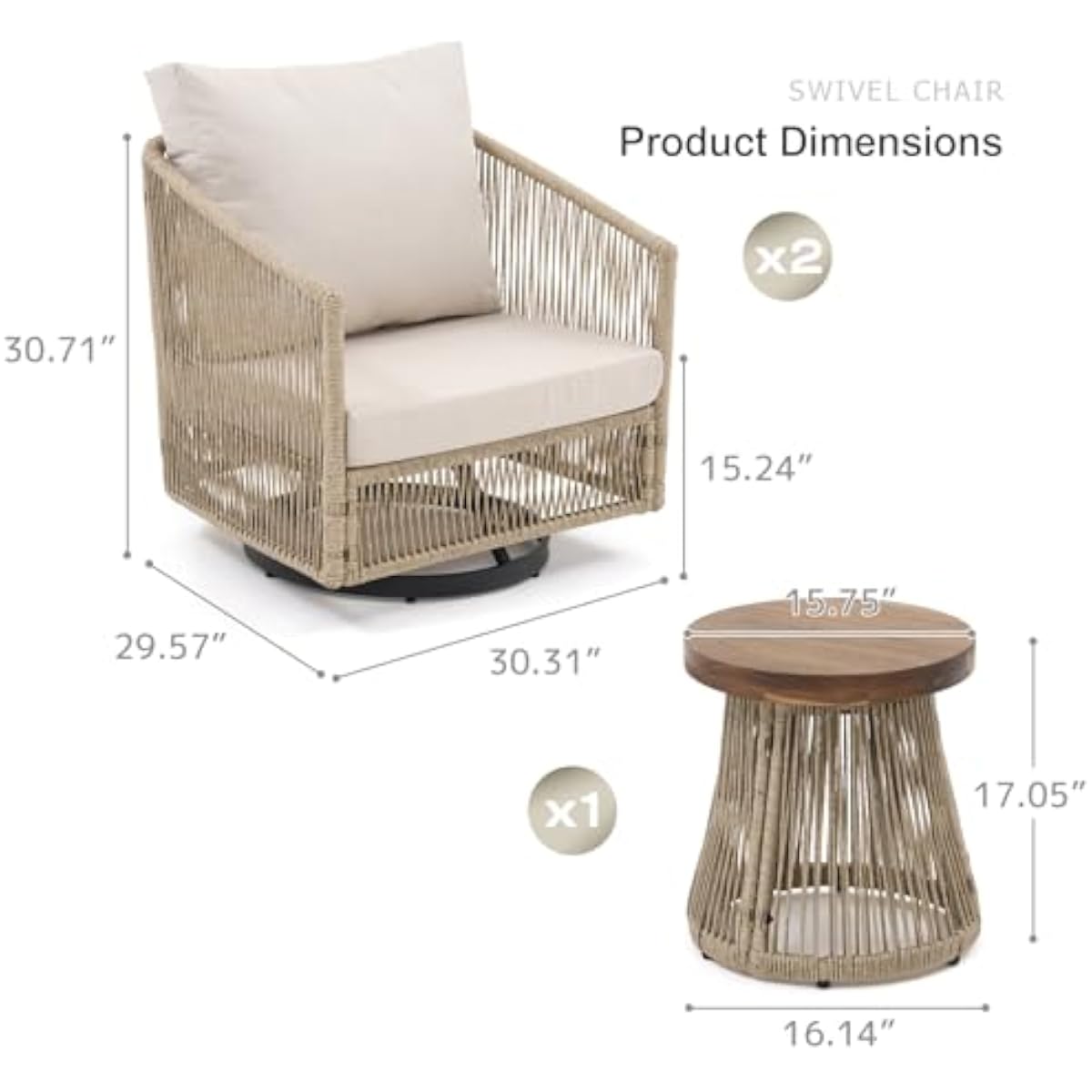 Modern 3-Piece Outdoor Bistro  - Outdoor Furniture Plus recension och pris